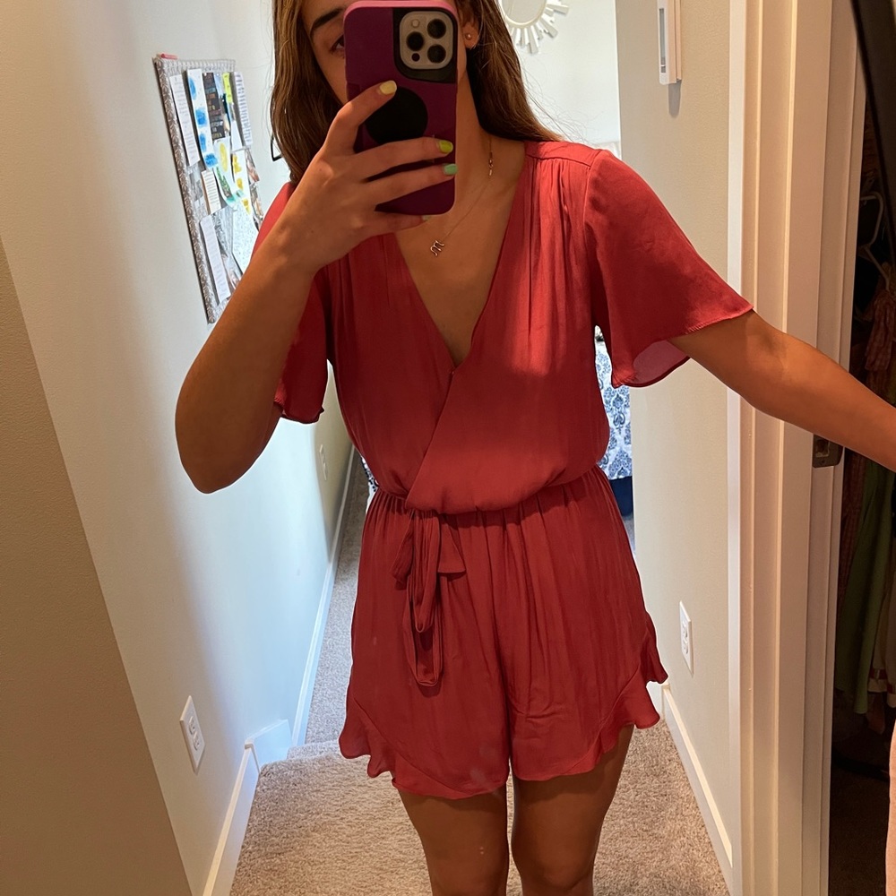 ASTR the Label Pink Satin Romper